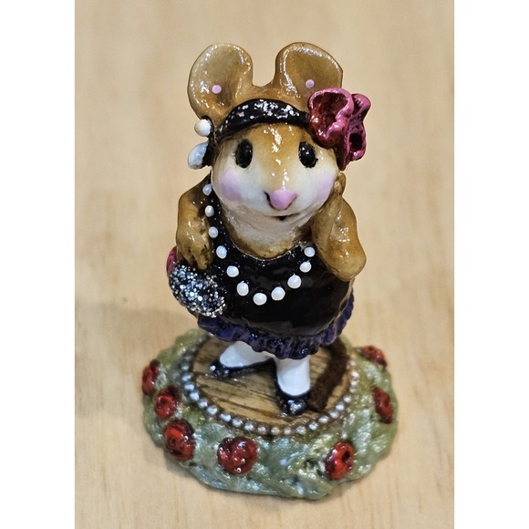 Wee Forest Folk M-171 Zelda Retired Signed AP No WFF Box 1990 Black Dress Pearl